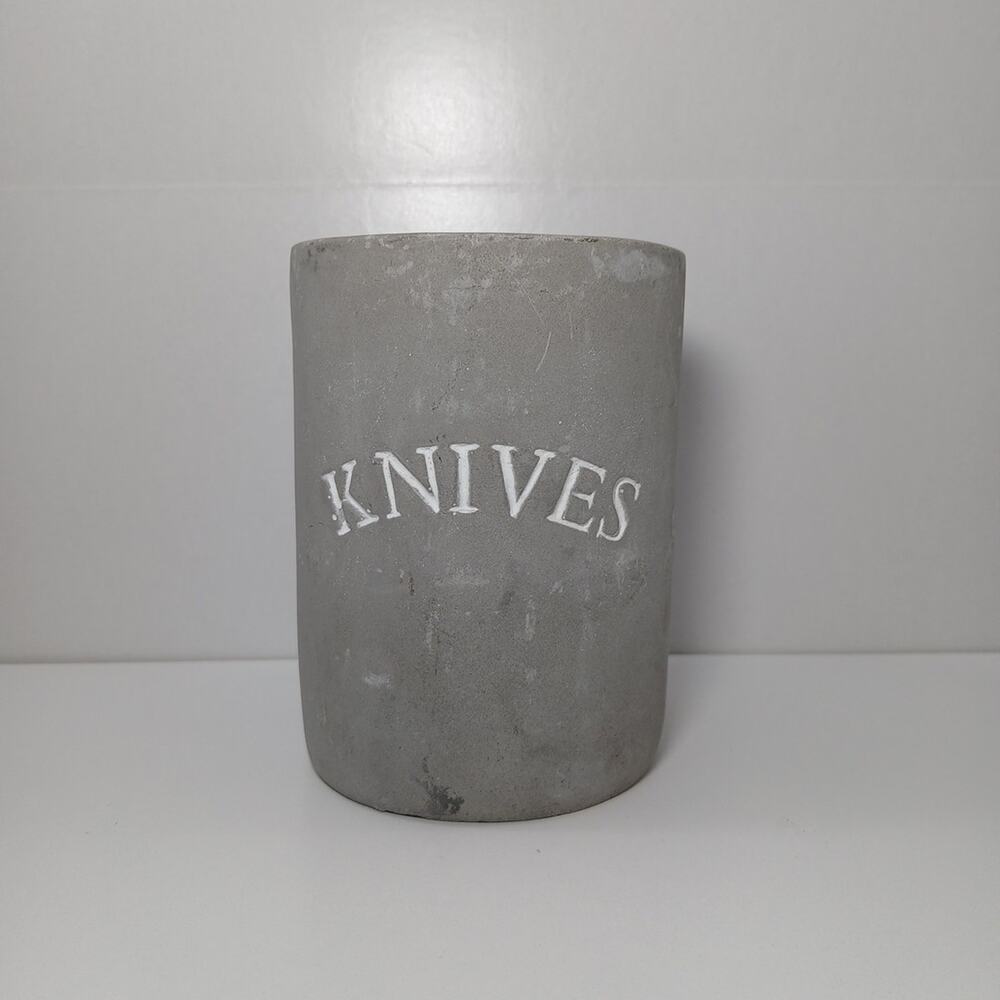Pier One Imports Concrete Knives Utensil Holder 4 5/8" x 3 1/2"